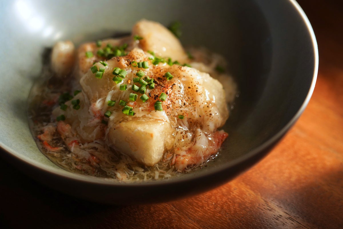 加賀丸芋の唐揚げ蟹あんかけ