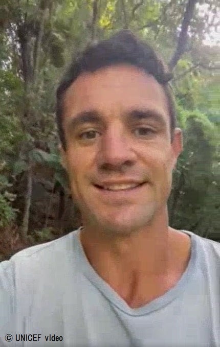 元ラグビー・ニュージーランド代表「オール・ブラックス」で、ニュージーランド・ユニセフ協会親善大使のダニエル・ウィリアム・カーターさん© UNICEF video