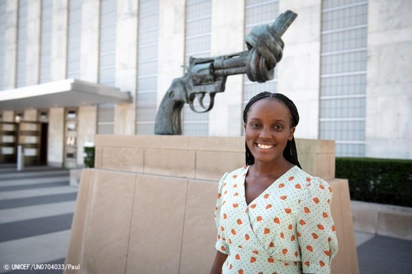 2022年9月15日に就任したユニセフ親善大使のヴァネッサ・ナカテ氏。若い気候活動家として、声を上げ続けてきた。(米国、2022年9月撮影) © UNICEF_UN0704033_Paul