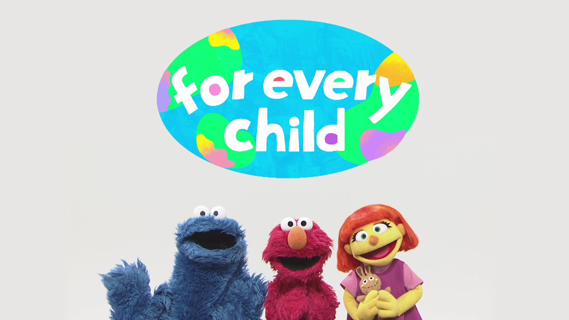 (左から)クッキーモンスター・エルモ・ジュリア Ⓒ NHK・ユニセフ・Sesame Workshop