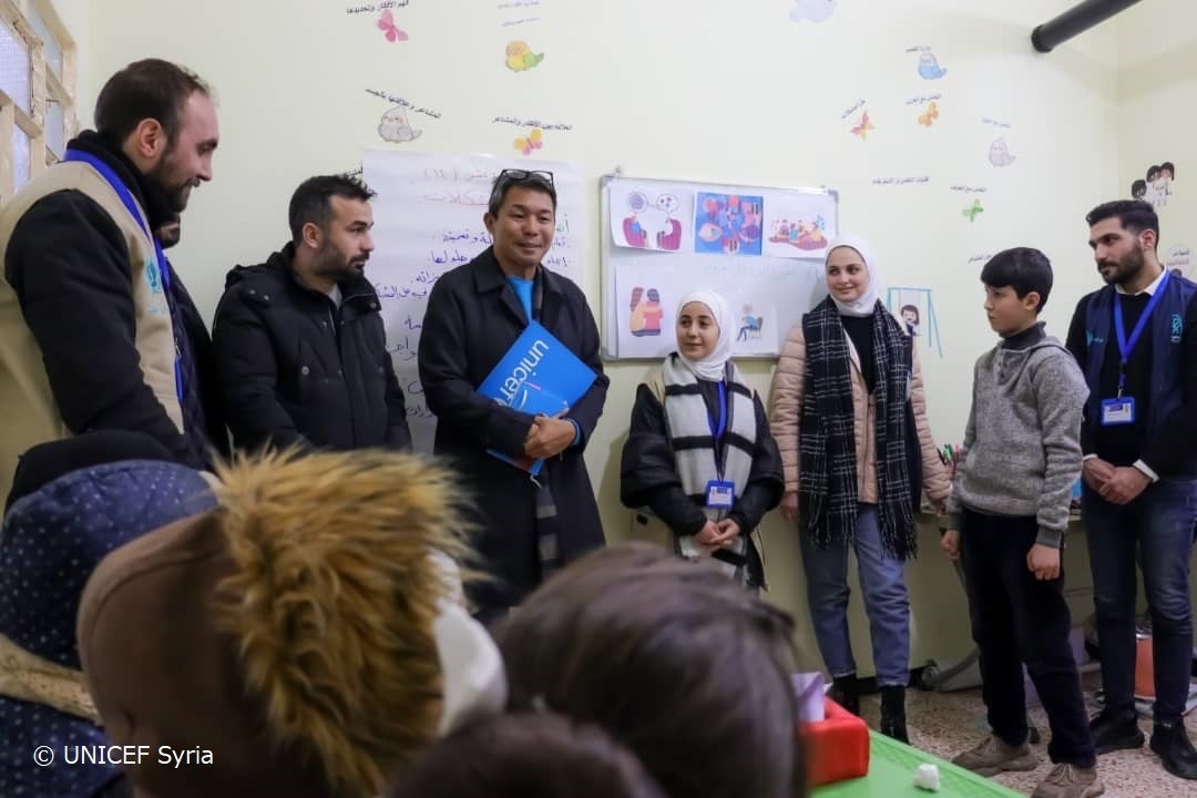 ユニセフが支援するインクルーシブ学習センターを訪れるユニセフ・シリア事務所副代表の根本巳欧（シリア・アレッポ）(c) UNICEF Syria_2024