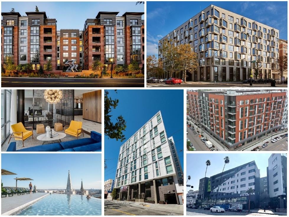 上段左：「メゾン ベセスダ」外観、上段右：「ザ・シルバ」外観、 中段左：「メゾン ベセスダ」専有部内観、中段右：「ザ・ゲージ」外観 下段左：「ザ・シルバ」インフィニティプール CG、下段中央：「ヴァンス」外観、下段右：「アルタ インク」外観