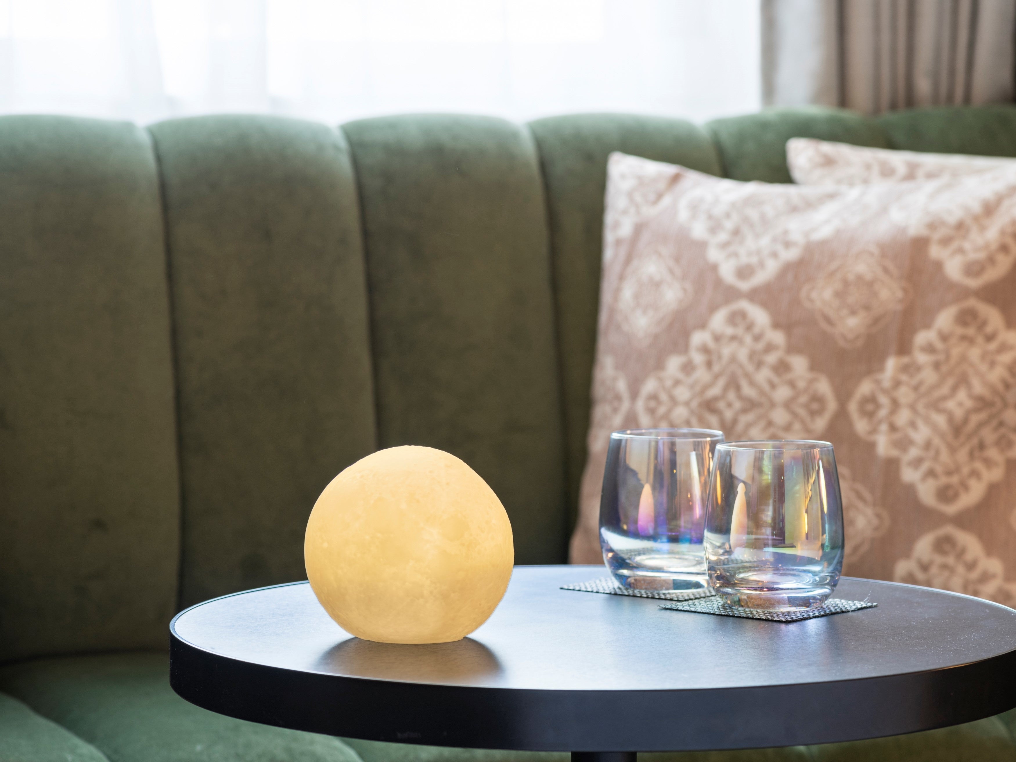 LEDムーンタッチライト・オーロラグラス　　フロッキークッションカバーアンティーク