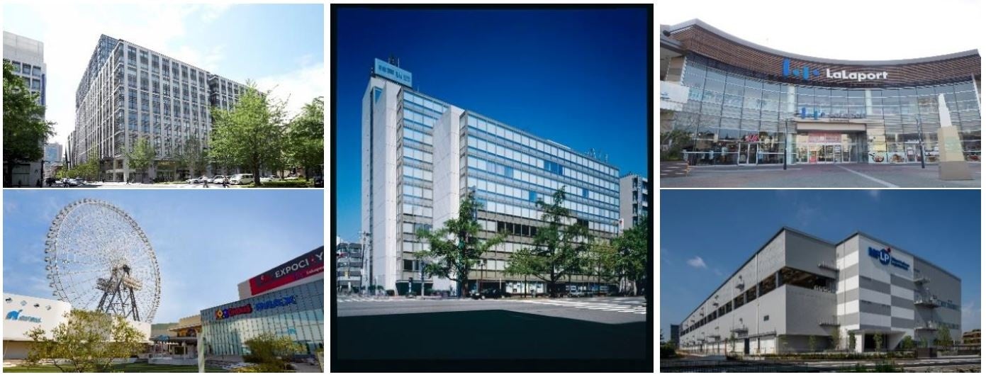 左／淀屋橋三井ビルディング、ららぽーとエキスポシティ、中央／御堂筋三井ビルディング、右／ららぽーと甲子園、MFLP大阪交野