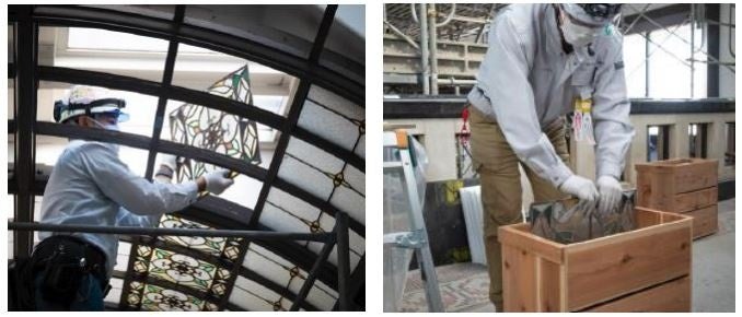 ステンドグラス 取り外し・保管梱包作業