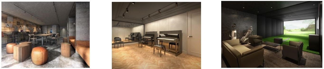 （左）ティーンベース／（中央）サウンドスタジオ／（右）ゴルフレンジ