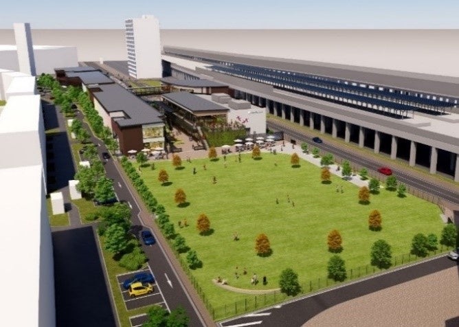 広場　鳥瞰イメージ（東側より）