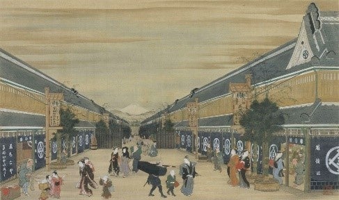 駿河町越後屋正月風景図 鳥居清長筆