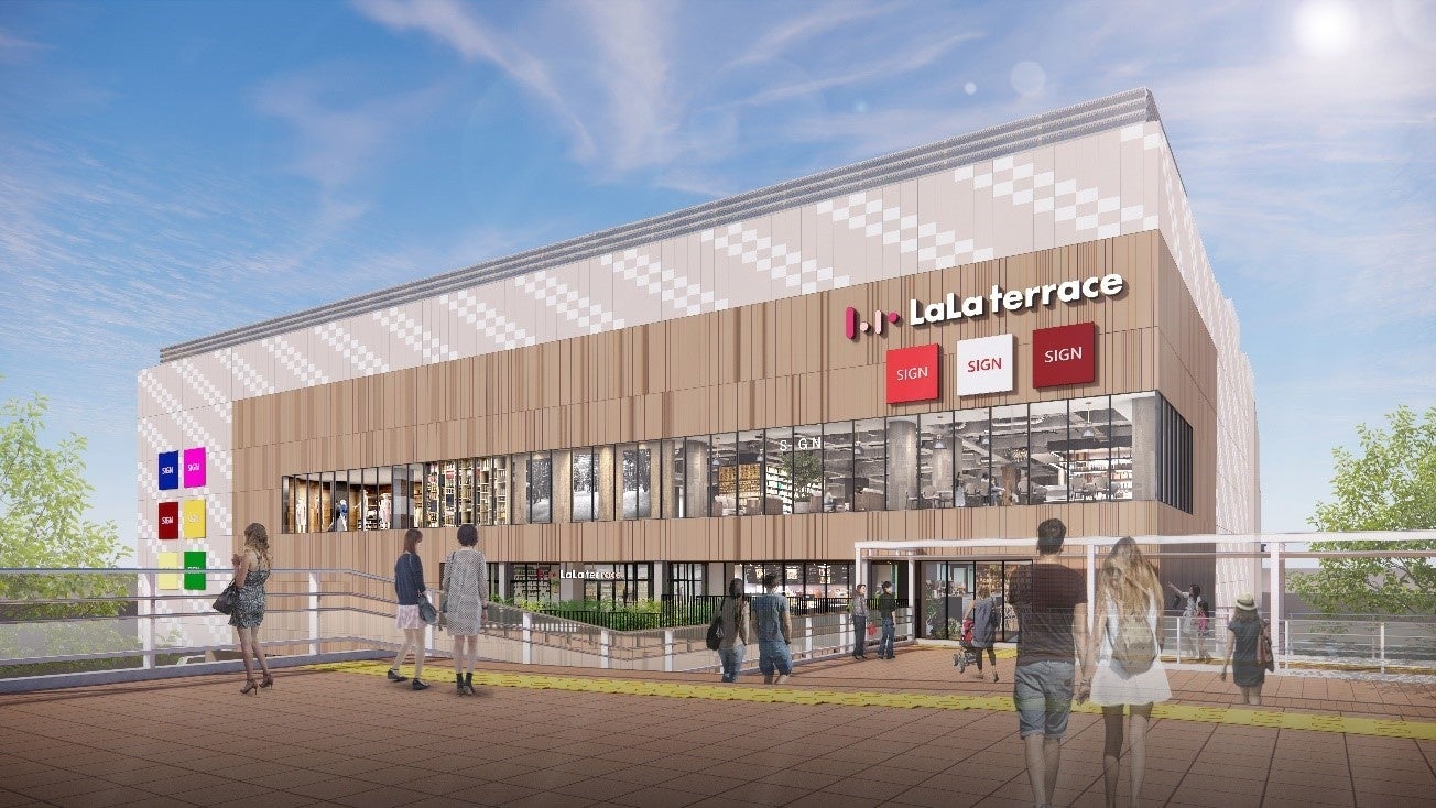 「（仮称）三井ショッピングパーク ららテラス北綾瀬」外観イメージ （北綾瀬駅からのペデストリアンデッキより）