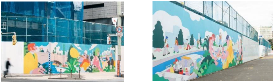 “未来の日本橋”をイラストレーターが表現したアートワークの掲出