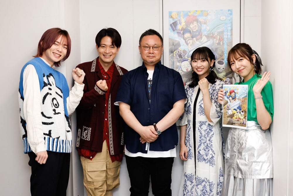 （写真左から川島零士、石川界人、馬引 圭、矢野妃菜喜、森遥香＜MC＞）