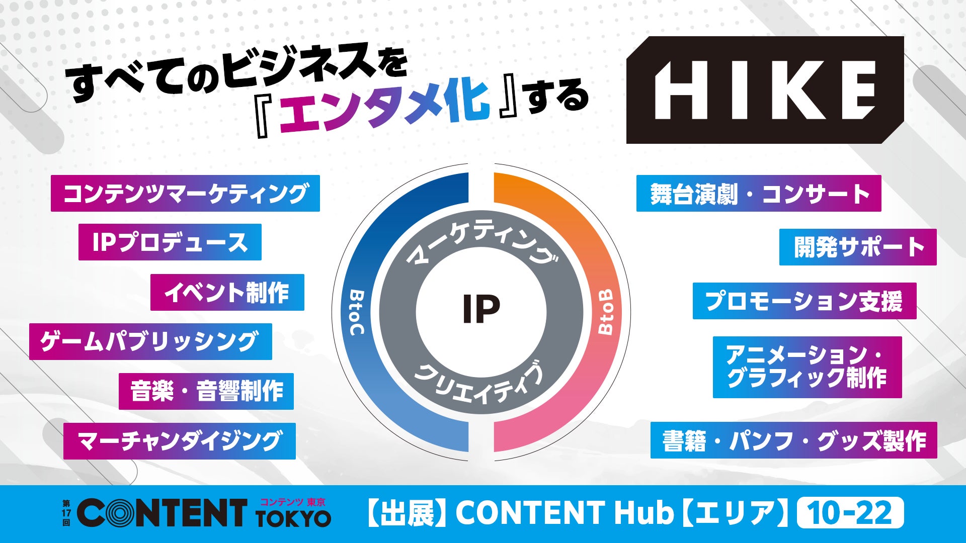 コンテンツ東京にHIKE出展!アニメ・ゲームの力で企業を熱く コンテンツ東京にHIKE出展!アニメ・ゲームの力で企業を熱く