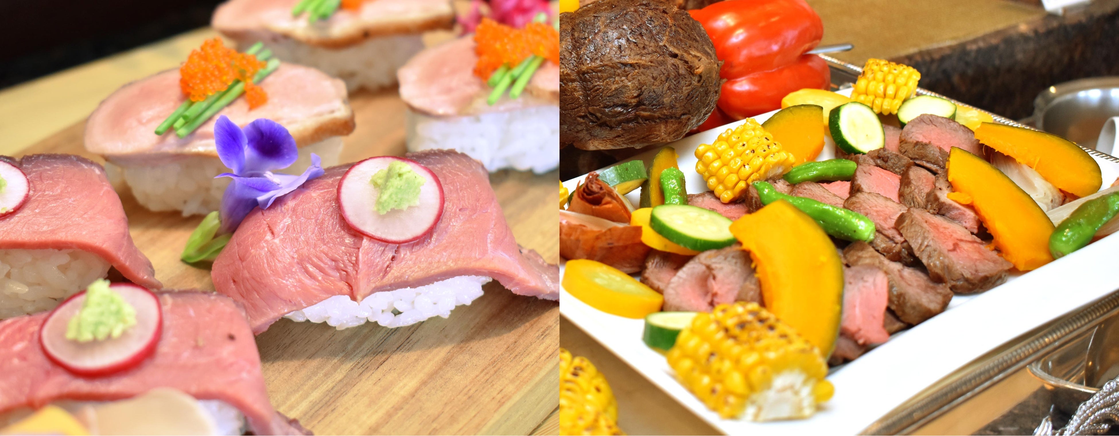 肉寿司・シュラスコなどの肉グルメも充実