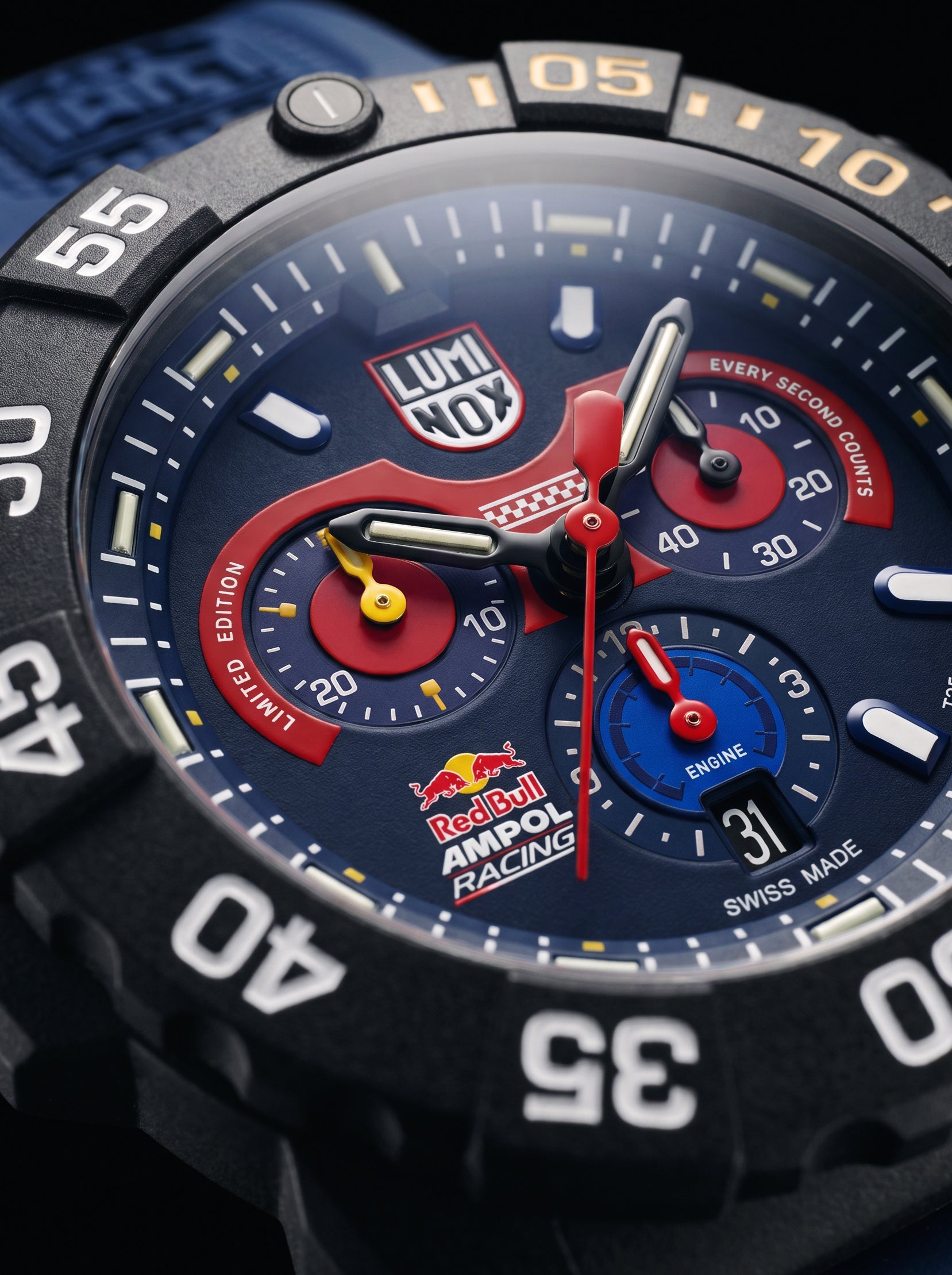 ルミノックス×Red Bull Ampol Racing世界限定500本の特別なクロノグラフなど３モデルの世界限定モデルが発売！レーシングカーの計器をモチーフに、モータースポーツの世界観を腕元に。