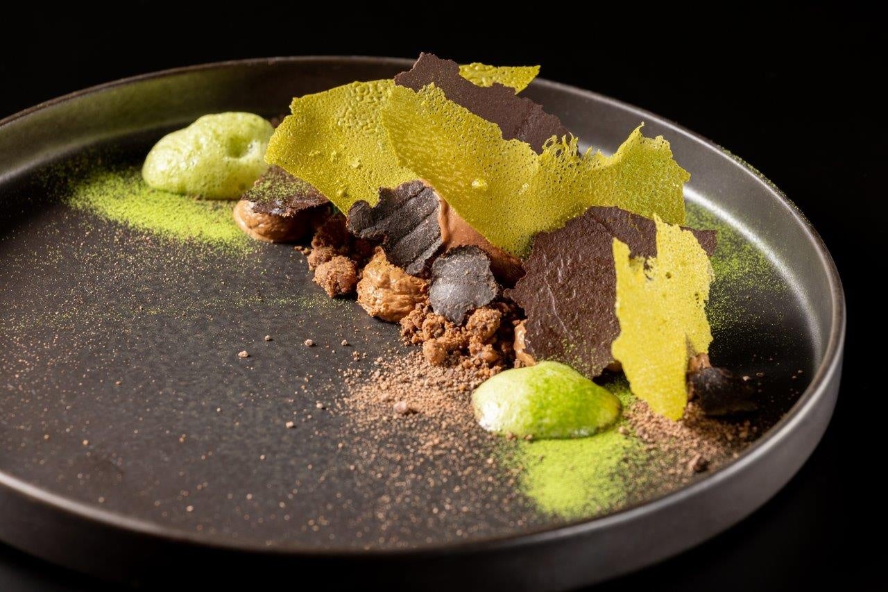 ▲カカオと抹茶のクルスティアン　トリュフと共に