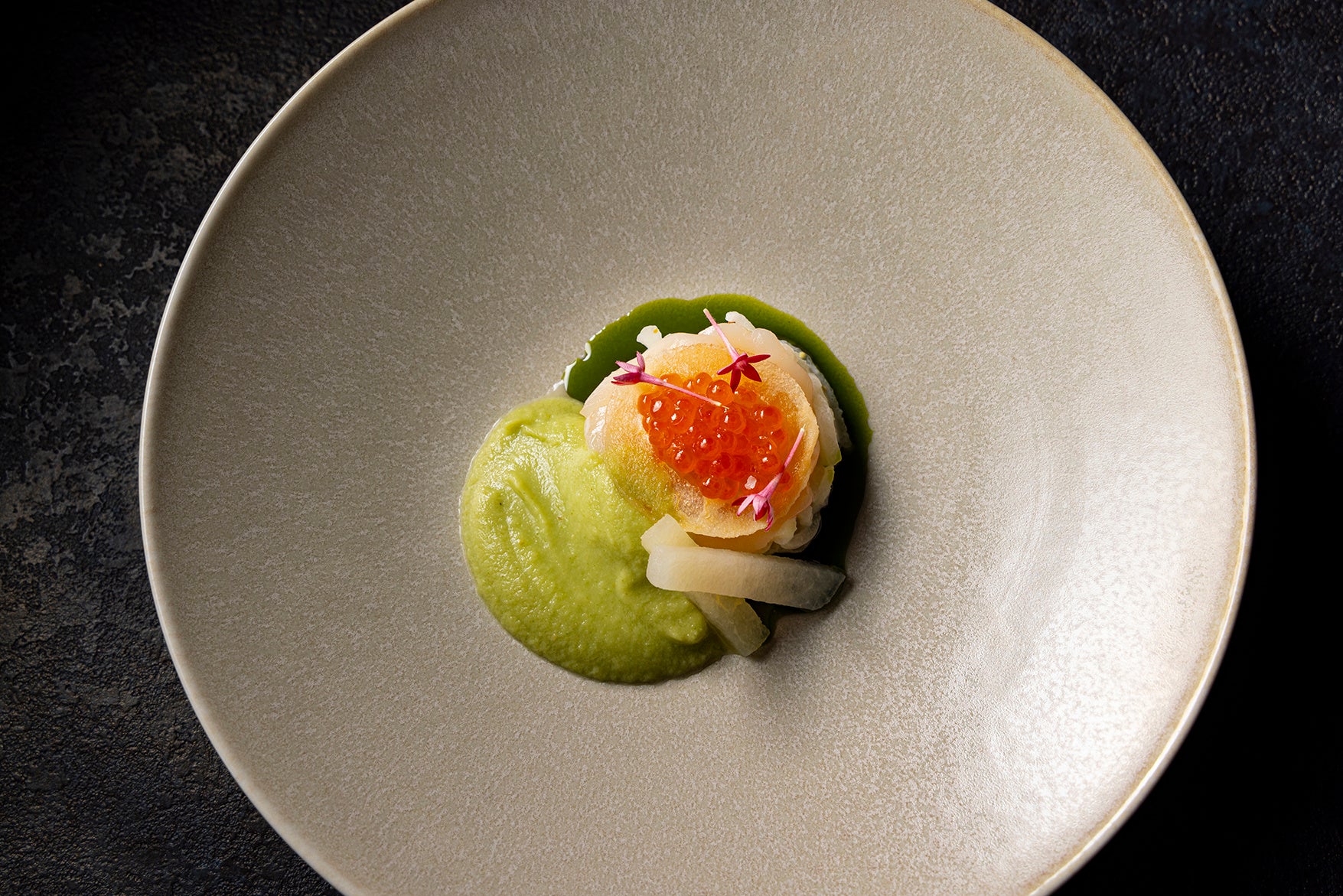 ホタテ貝と梨のエスカベッシュ