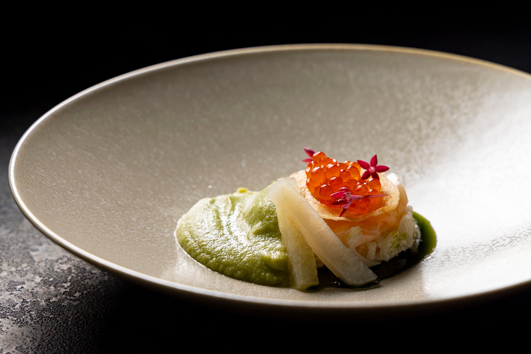 ホタテ貝と梨のエスカベッシュ