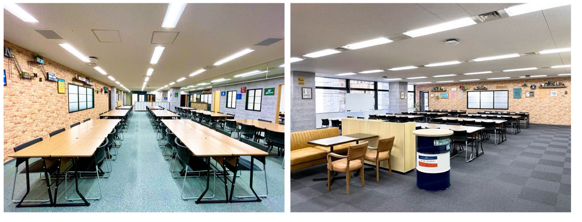 　NS高　秋葉原キャンパス（左）、渋谷キャンパス（右）の様子