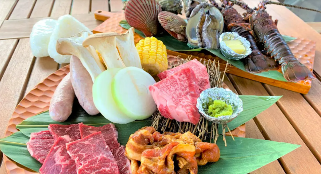 地元の幸のバーベキュー] 地元の幸のバーベキュー