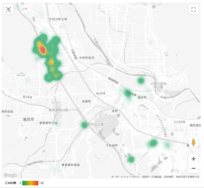 ごみ投稿データ（ヒートマップ）