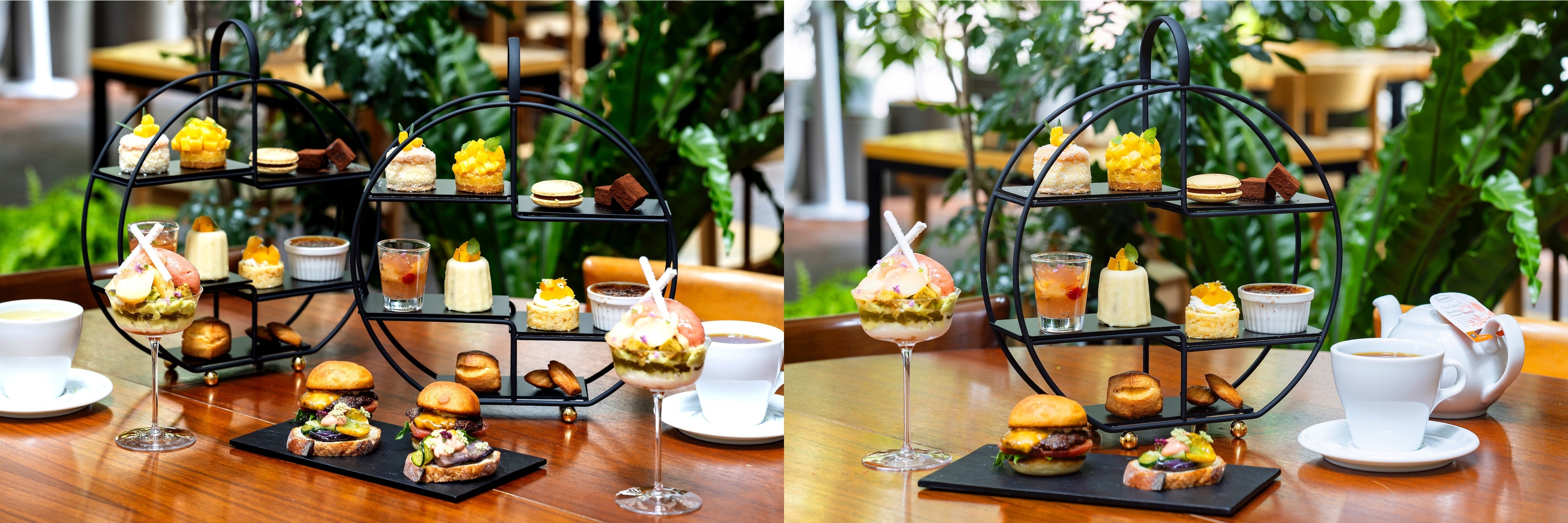 （左）パフェ付きおふたりさま用 （右）パフェ付きおひとりさま用　アフタヌーンティーイメージ©Shinya Kigure