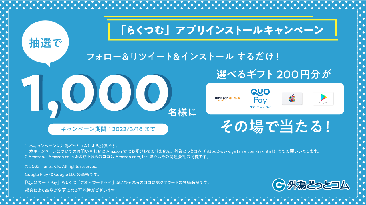 アプリインストールで1 000名様へ 選べるギフト0円分 がその場で当たるtwitterキャンペーン開始 株式会社外為どっとコムのプレスリリース