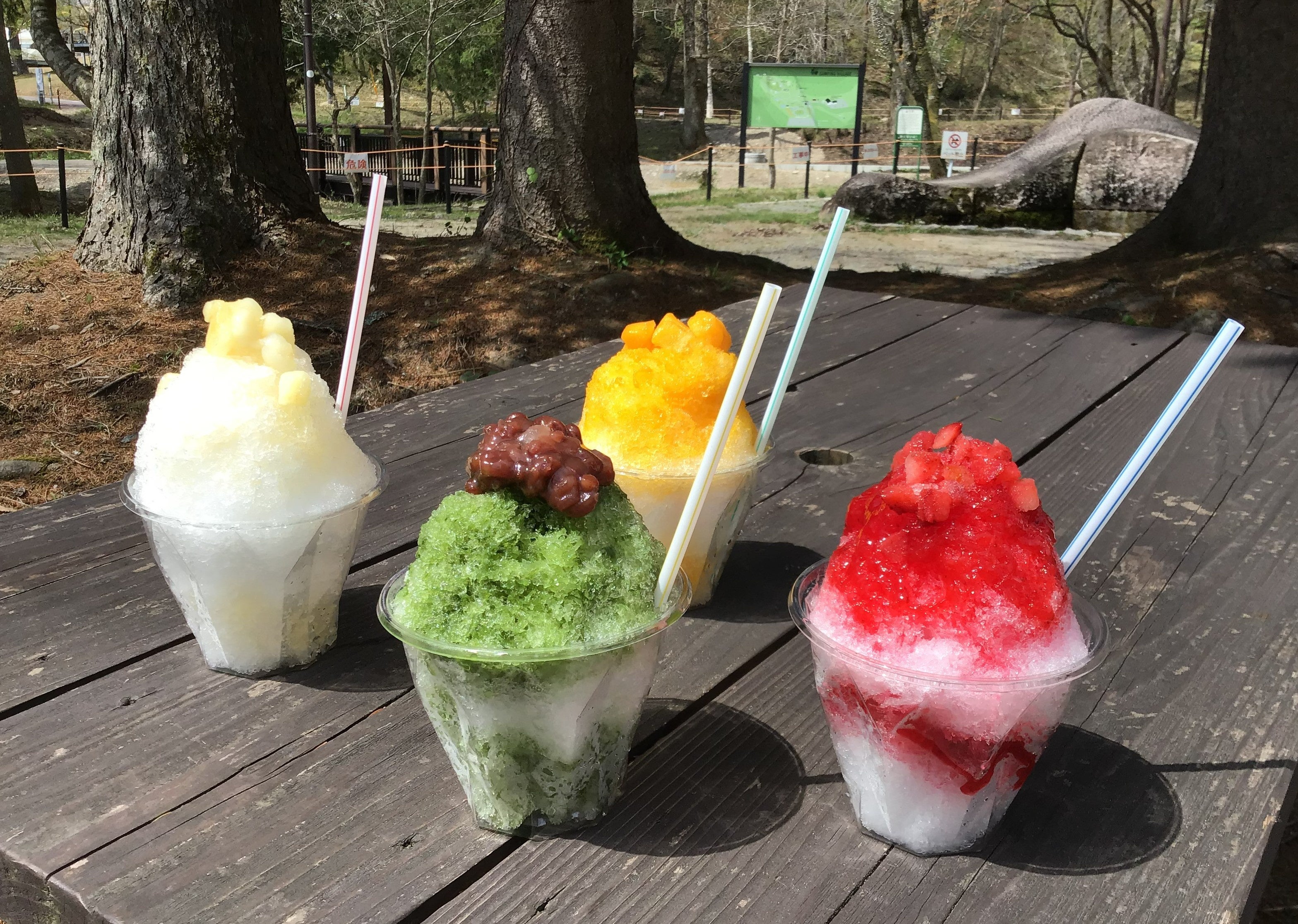 味わい深い5種類のかき氷が楽しめる（写真は「キャラメル＆ナッツ」を除く4種類）