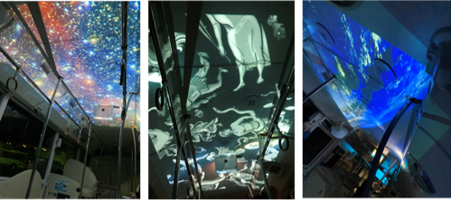 プラネタリウムバスに冬の星空