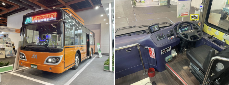 日本での販売が予定されているMASTER社製9メートル右ハンドルEVバス