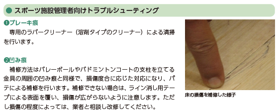 「床を傷つけない工夫」として、これまでのスポーツ用車いすの正しい理解のための項目に加え、適切な維持管理方法を追加。