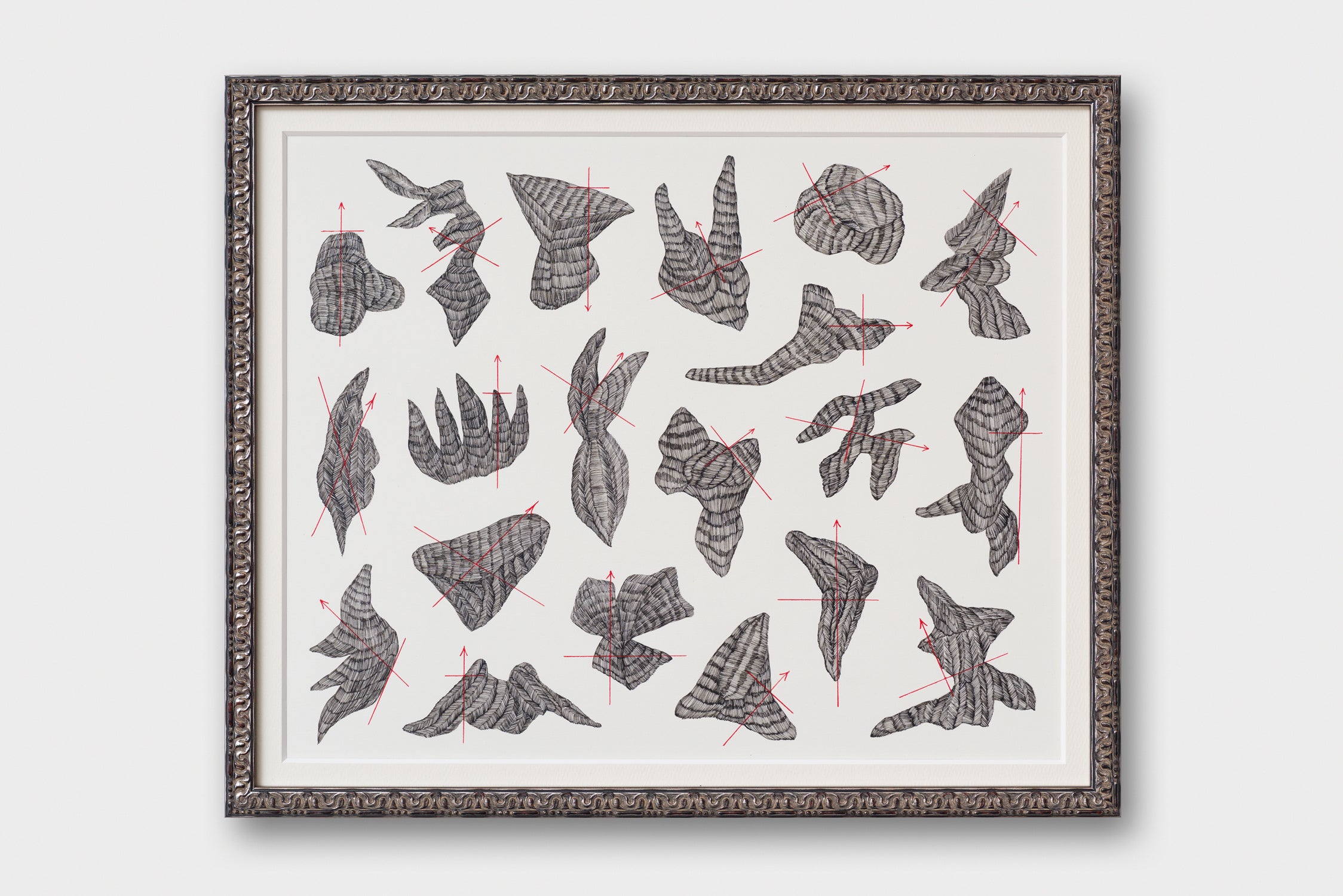 野原 万里絵　『方角を示す形』　紙、アクリル絵具　36.7×44.2cm （額縁込み）　2022年  photo 増田好郎