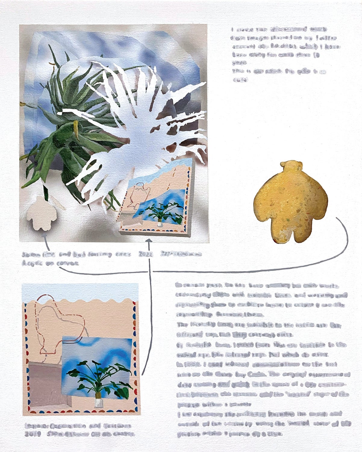 山﨑 愛彦　『A note about nesting（3）』　キャンバス、アクリル絵具　41.0×31.8cm 　2022年