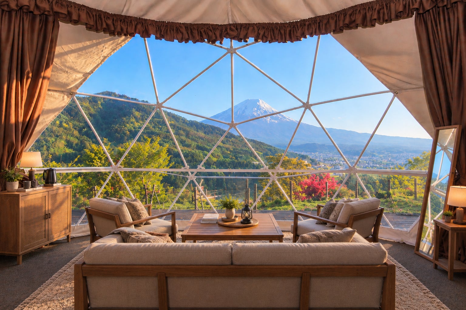 山々から平地へ紅葉のリレーが進む秋の蒜山