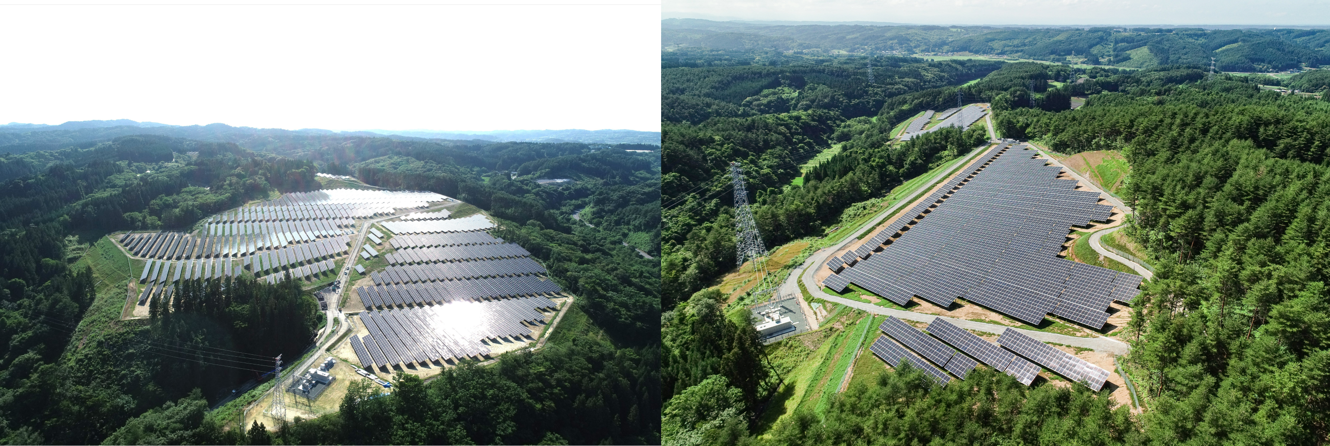 南部町2太陽光発電所（左）、南部町3 太陽光発電所（右）