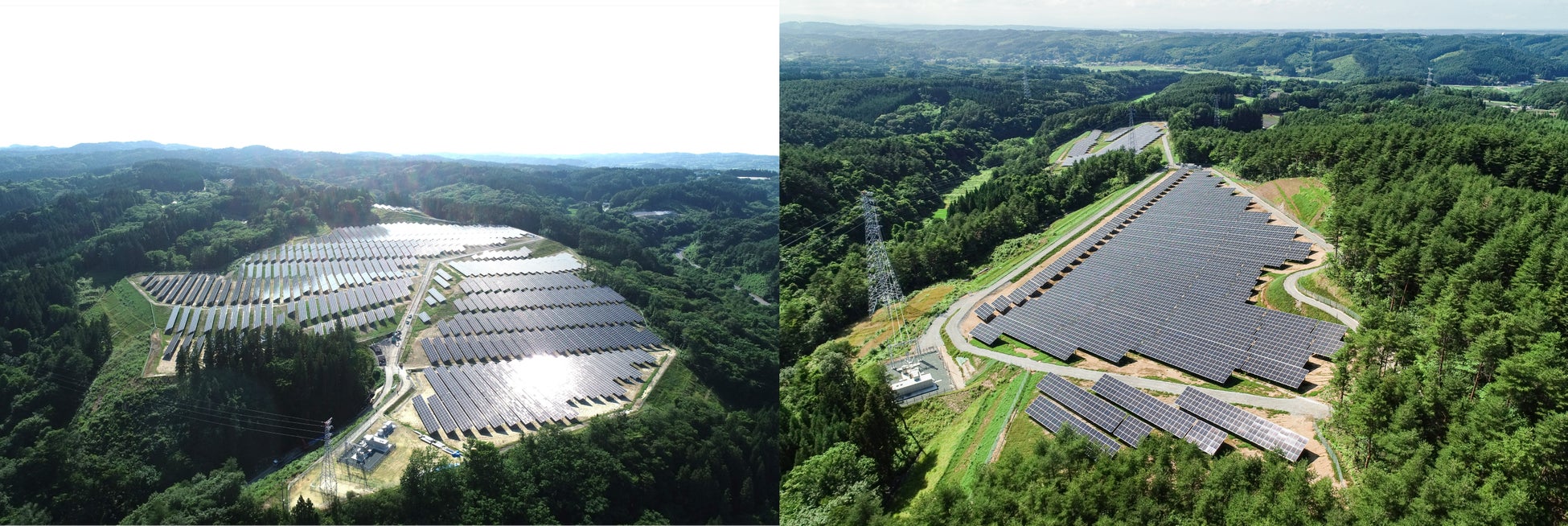 南部町2太陽光発電所(左)、南部町3 太陽光発電所(右)