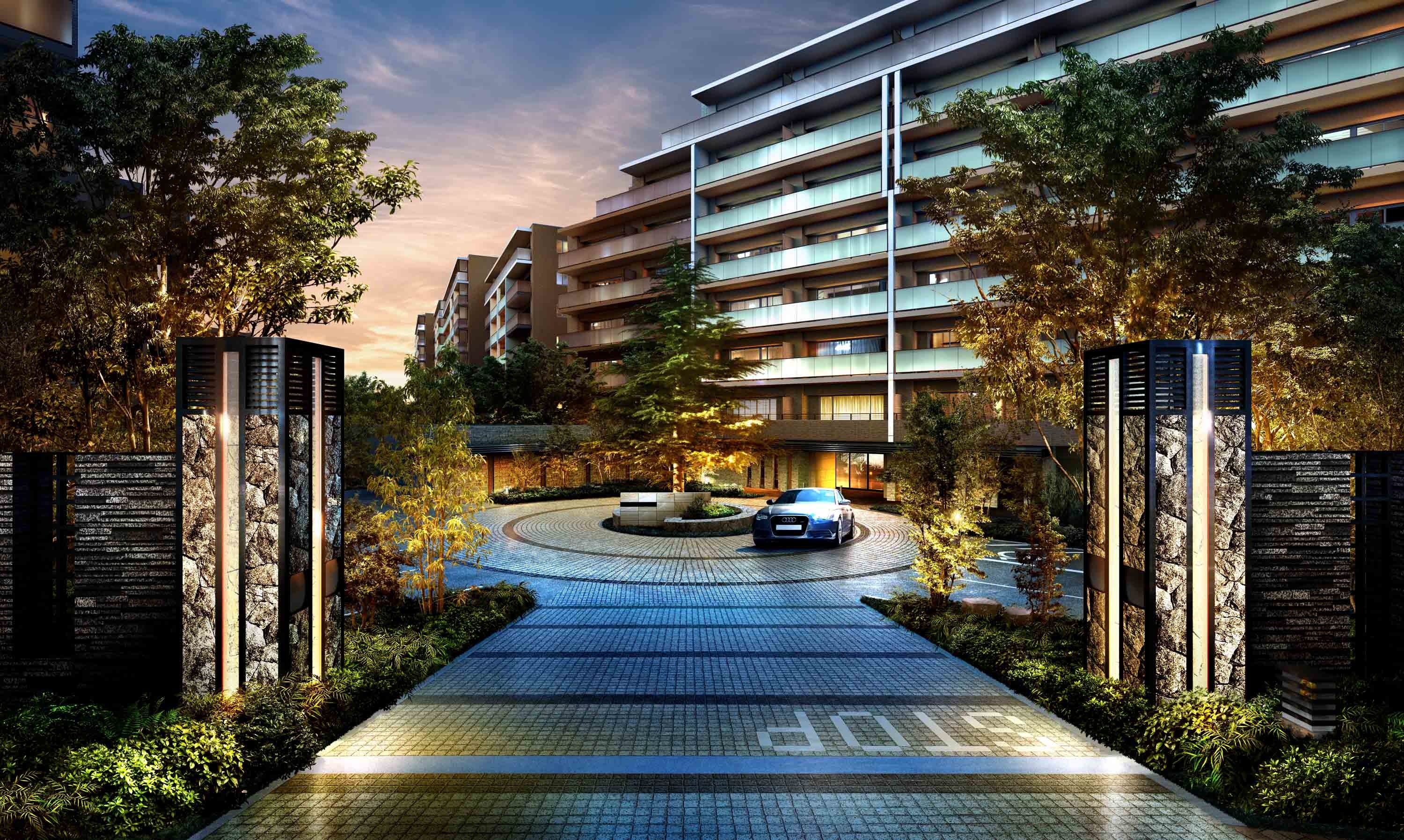 「Brillia City 石神井公園 ATLAS」の外観（一部）と車寄せイメージ