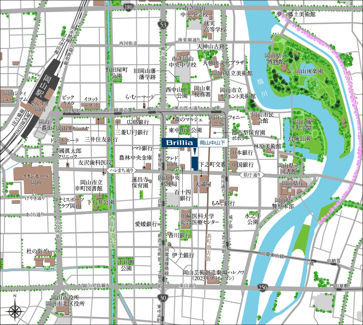 『Brillia岡山中山下』建設地位置図