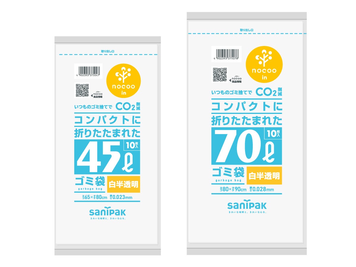 「コンパクトに折りたたまれたゴミ袋 nocoo in」2商品を発売! | 日本サニパック株式会社のプレスリリース