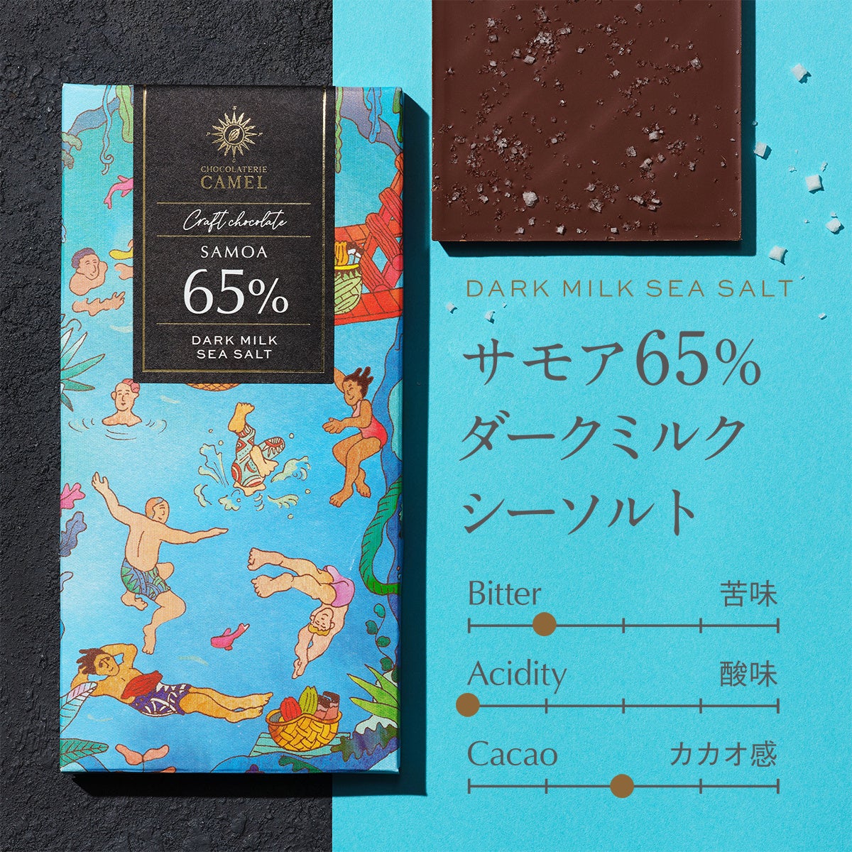ショコラトリーキャメル サモア65%ダークミルクシーソルト