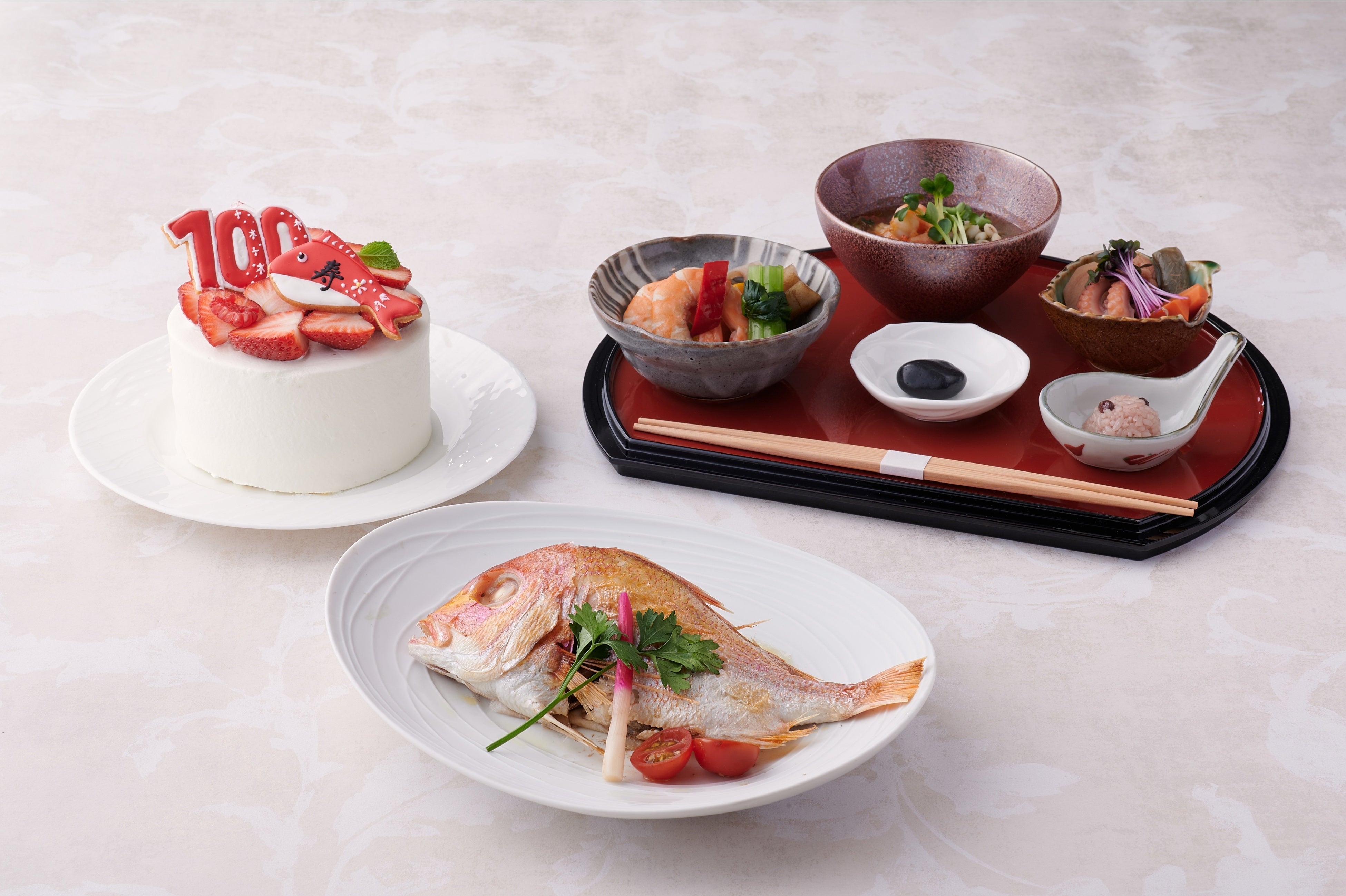 『100日祝い・お食い初めプラン「祝い膳」・「100日ケーキ」