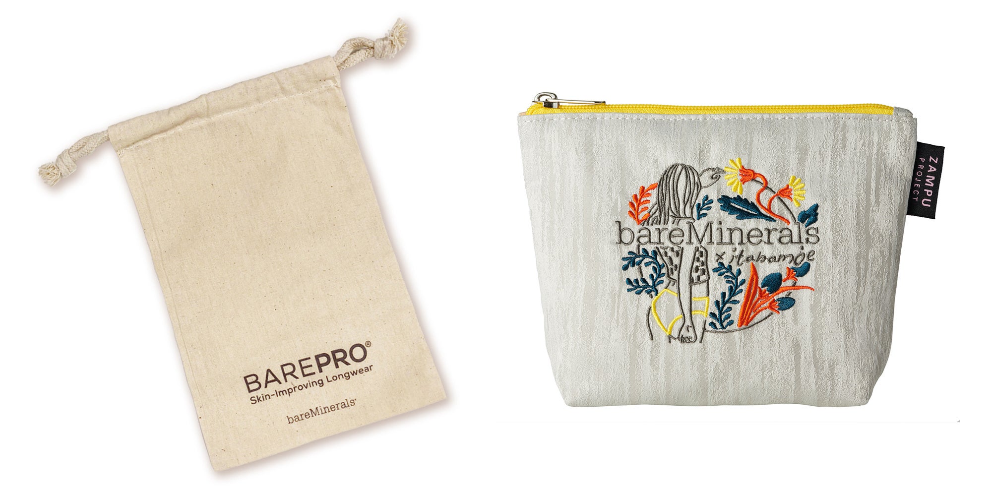 （左）bareMinerals ポーチ（右）10名様限定のZampプロジェクトポーチ