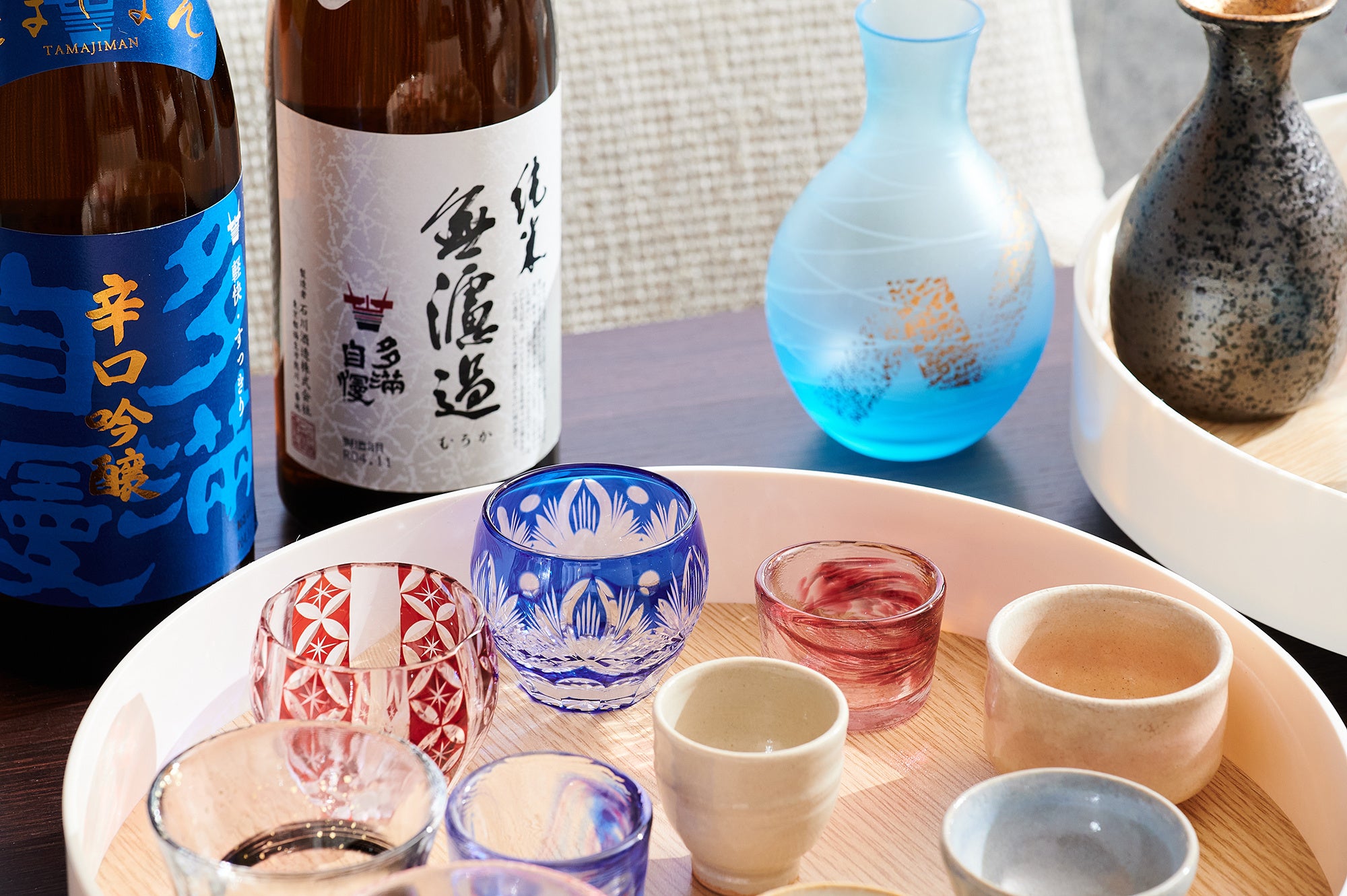 お好みのお猪口で日本酒を楽しむことができる