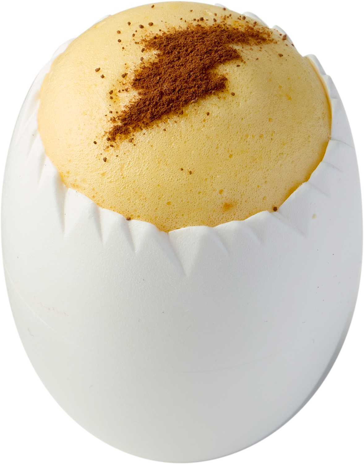 「フルーツたっぷり はちみつレモンゼリー」たまご型の容器の中には、フルーツがたっぷり入り、 ほどよい甘さのはちみつ レモンゼリーと相性抜群。 イナズマをあしらったふわふわのレモンムースが口の中でとろけます。