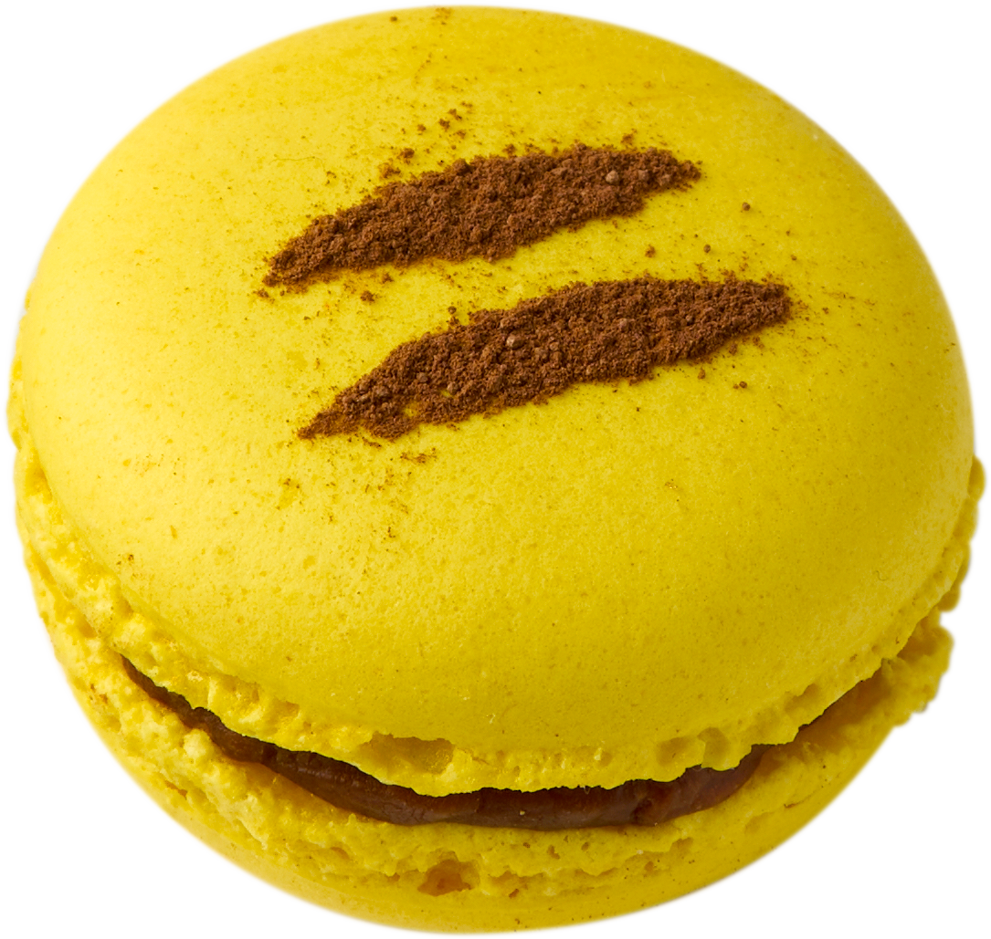 「キャラメルマカロン」ピカチュウの背中をモチーフにしたデザインが愛らしい、 キャラメルマカロン。