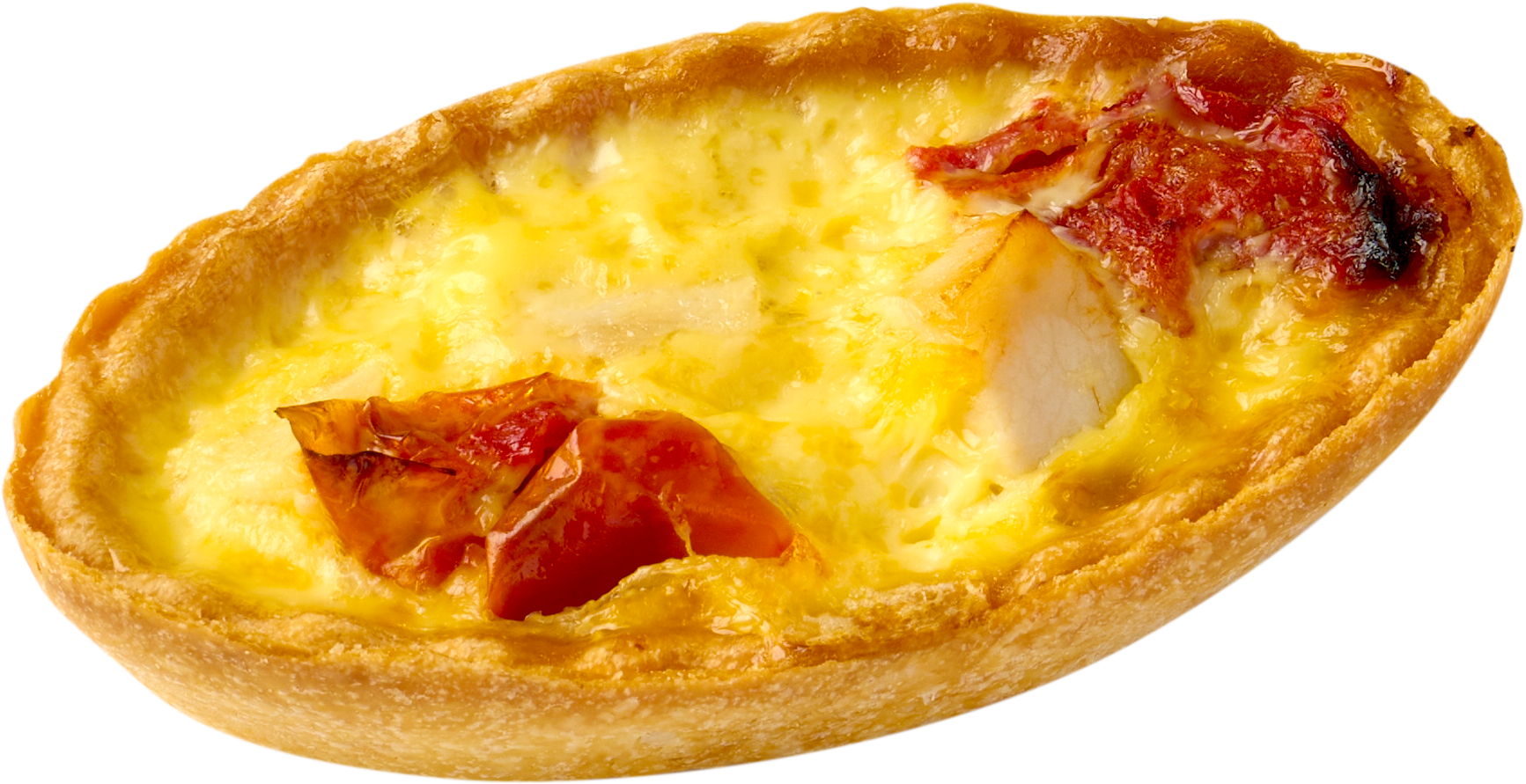 「チキンとトマトのビリビリキッシュ」具の中に雷をイメージしたビリビリパウダーを少しいれアクセントにした濃厚キッシュ。