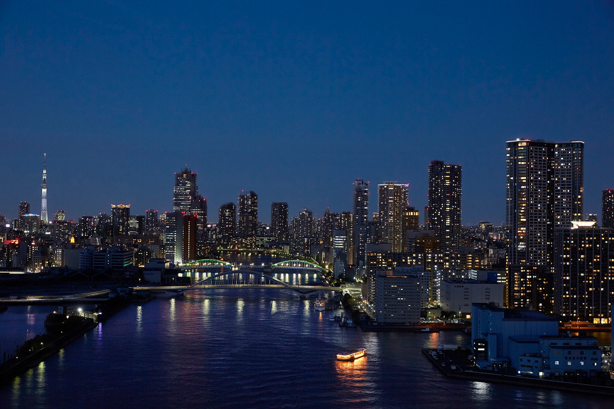 リトルマンハッタンと称される隅田川の夜景を臨むリバービュールーム