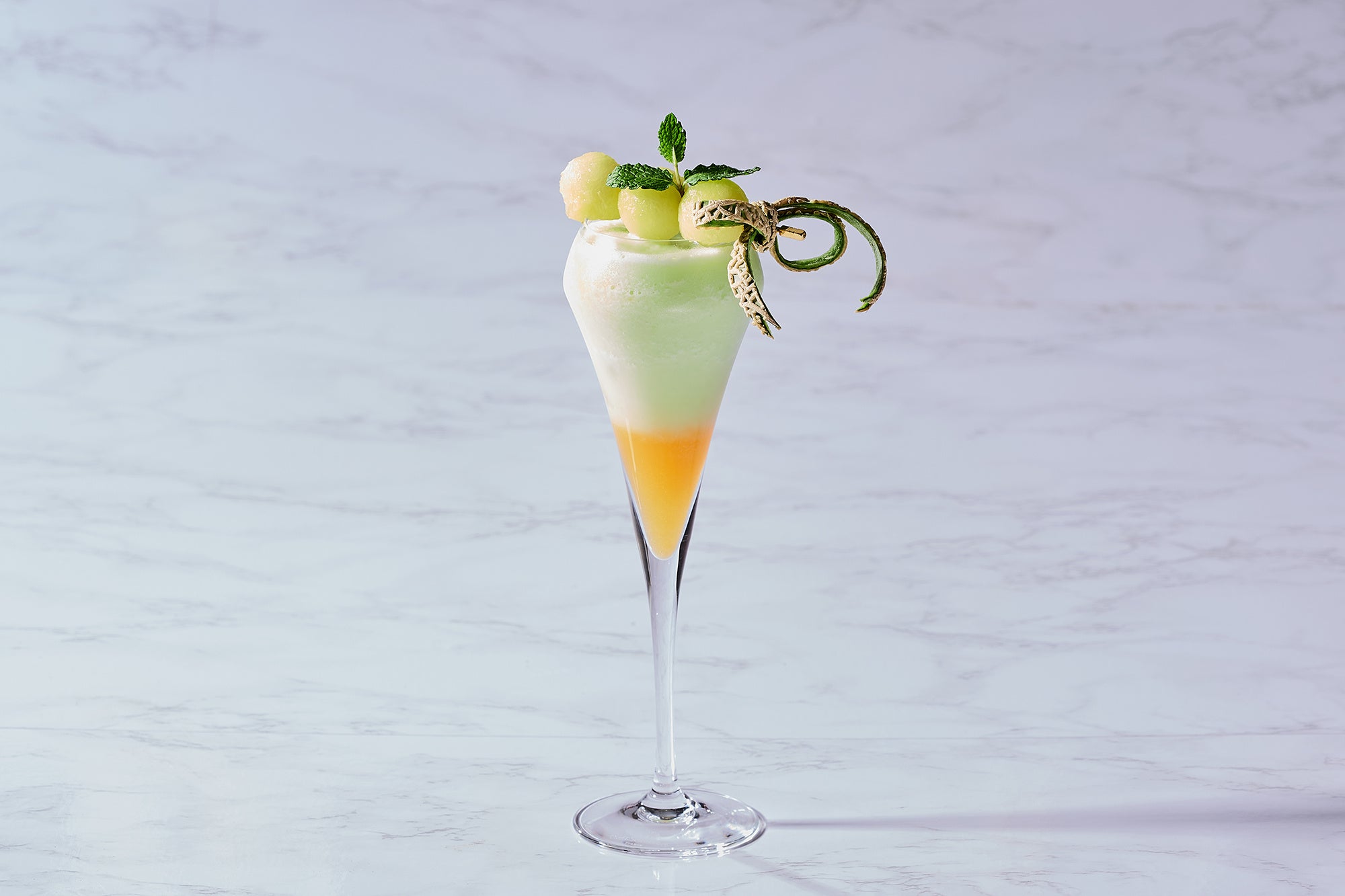 メロンピールのリボンがキュートなモクテル「メロン デュ リボン」