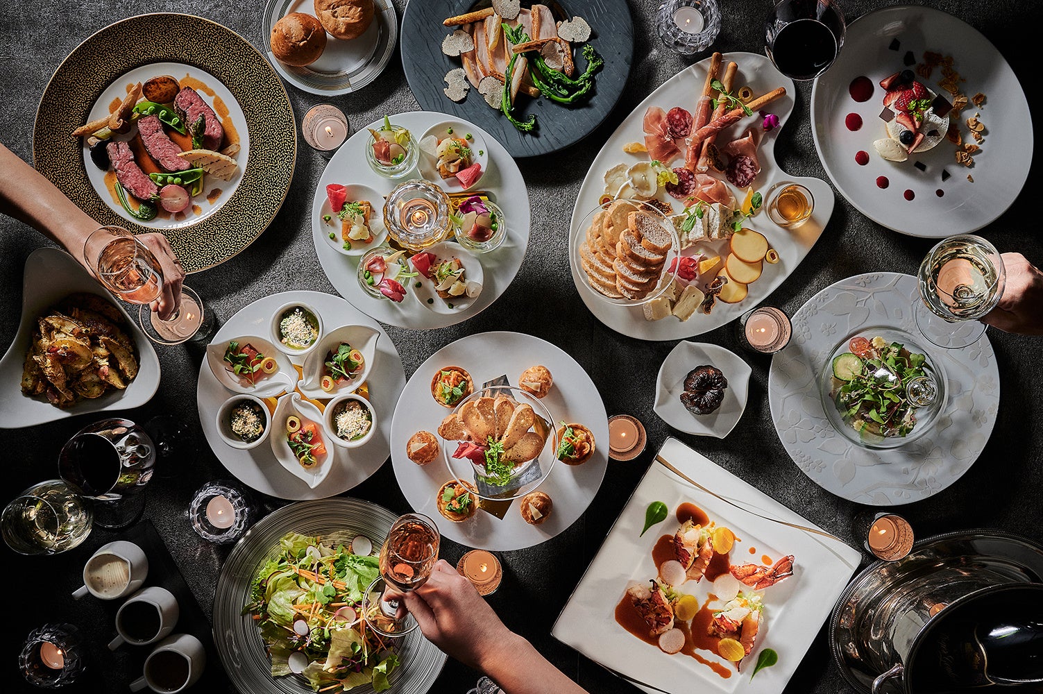 ルーフトップバー IN Tokyo Bay パーティープランは 前菜からデザートまで大皿料理で楽しめる