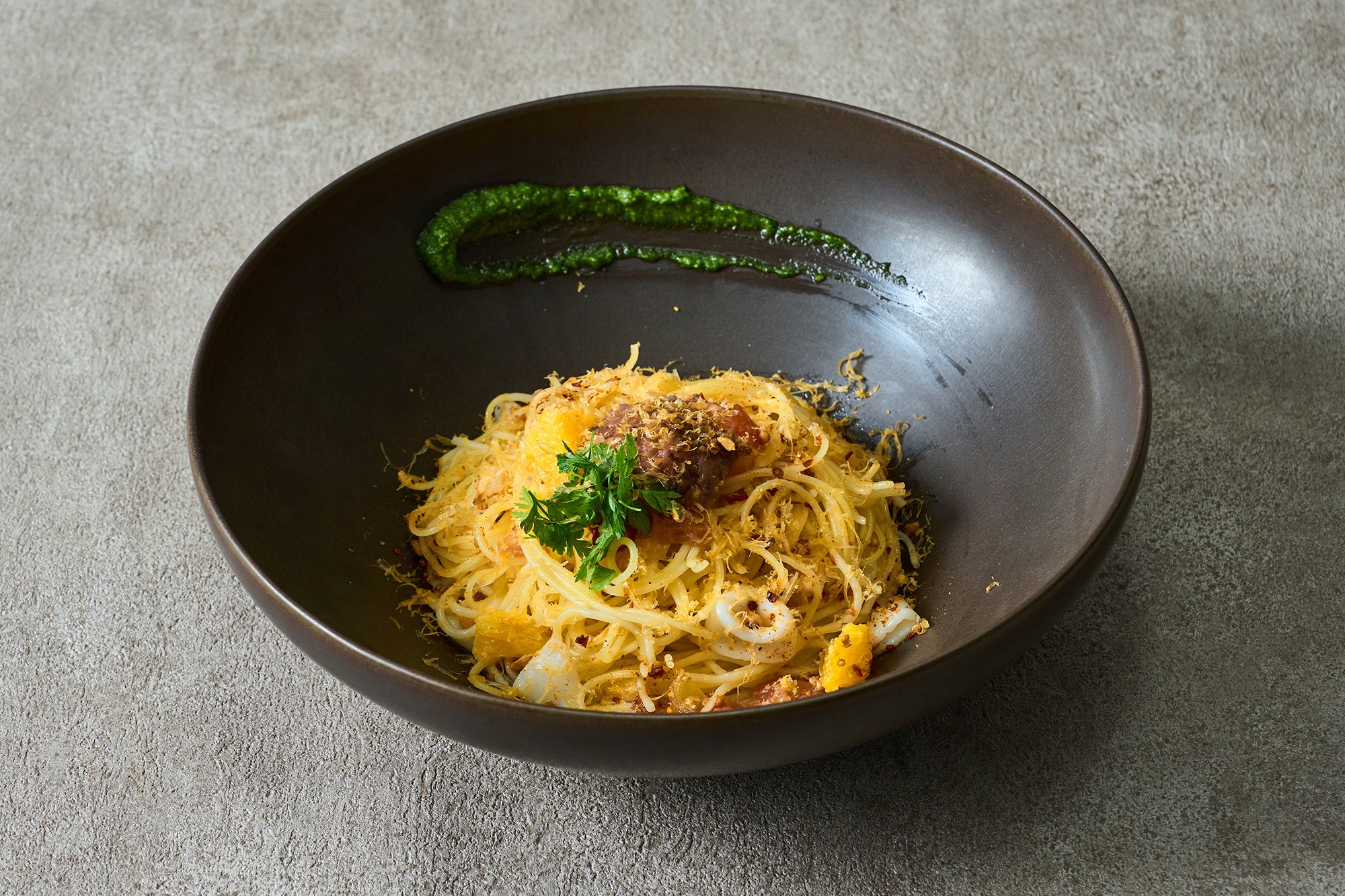 ヤリイカとオレンジのアーリオ・オーリオ