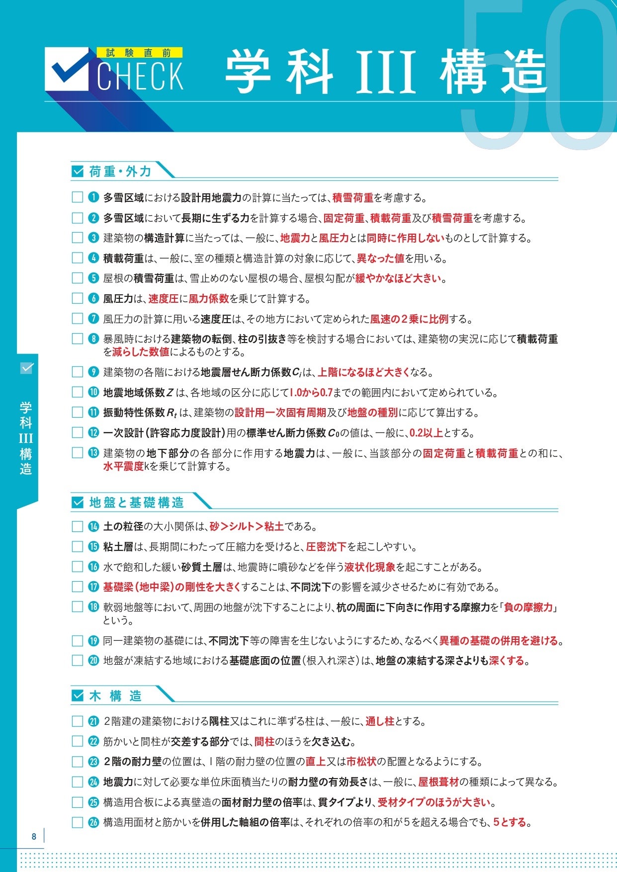 2級建築士 学科本試験「試験直前Check」